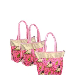 Kuber Industries Set Of 3 Printed Structured Handheld Bag-4