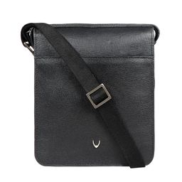 Hidesign Men Black Textured Leather Messenger Bag-image-14