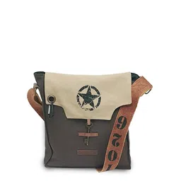 The House of Tara Unisex Brown & Beige Messenger Bag-57