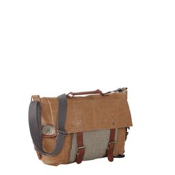 Mona B Unisex Khaki & Grey Upcycled Canvas Messenger Bag image 3