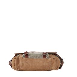 Mona B Unisex Khaki & Grey Upcycled Canvas Messenger Bag image 5