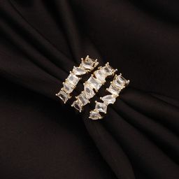 Jazz and Sizzle Gold-Plated Cubic Zirconia-Studded & Layered Adjustable Finger Ring-57