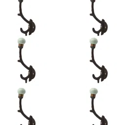 IndianShelf Green & Brown 6 Pieces Ceramic Tree Coat Hooks Wall Hangers-image-94