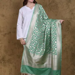 Exotic India Woven Design Art Silk Dupatta with Zari-image-61