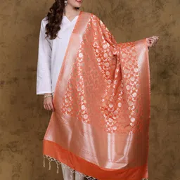 Exotic India Woven Design Art Silk Dupatta with Zari-image-9