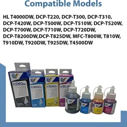 uv infotech Ink Refill Compatible for Brother T Series BT6000BK , BT5000 Used in DCP T300 , DCP T310W , DCP T500W , DCP T510W , DCP T700W , DCP T710W , MFC T800W , MFC T810W , MFC T900W , MFC T910W , HL T4000DW , MFC T4500DW (Bk - 100ML , C/Y/M-50MLx 3) Black + Tri Color Combo Pack Ink Cartridge image 5