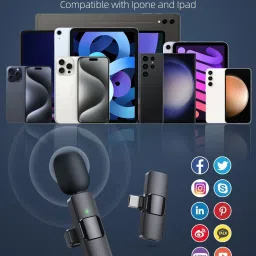 mobone ® K8 Wireless Collar Mic for Type-C Android Cell Phone, Tablets & ios- Microphone image 4
