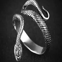 UNIVERSITY TRENDZ Oxidised Silver-Plated Snake Adjustable Finger Ring-10