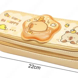 3D be happy Pencil Case Multipurpose Zipper Pencil Pouch School Stationery Box Geometry Box-image-44