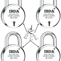4 locks with same key | Double Locking | 8 Levers' Technology | Rivetless Steel Padlock-image-1