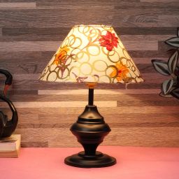 Multicolour Fabric Shade with Black Metal Base Table Lamp-22