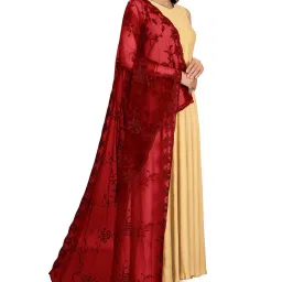 Net Embroidered Maroon Women Dupatta-30