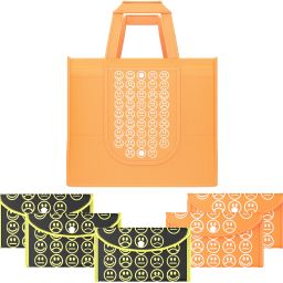 Pack of 6 Smile Foldable Grocery/Shopping Bags For Women | Orange & Black Yellow Pack of 6 Grocery Bags-image-100