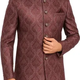 Shahi Achkan Elegant Maroon Textured Sherwani for Men Chevron, Embellished Sherwani-picture-9