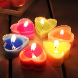 homelore multicoloured heart shaped prime scented tea light Candle image 2