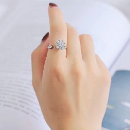 Rotating ring Crystal Crystal Silver Plated Ring-image-45