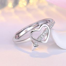 MYKI Silver-Plated CZ-Studded Adjustable Finger Ring-image-66