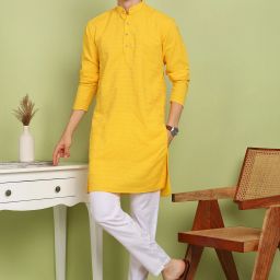 Men Cotton Blend Kurta Pyjama Set-image-26