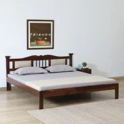 mudramark from pepperfry Uttara Sheesham Wood Queen Size Bed in Scratch Resistant Provincial Teak Finish With Padded Headrest-picture-9