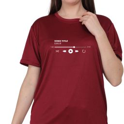 Women Graphic Print Round Neck Pure Cotton Maroon T-Shirt-image-14