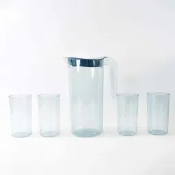 Oblivion Crystal Premium Jug with Lid & 4 Pcs Glass (1500 ML / 300 ML Approx / 5 Pcs Set) Jug Glass Set-image-17