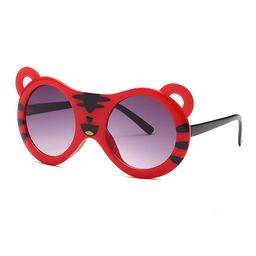SYGA Kids Round Sunglasses with UV Protected Lens Goggles-CuteTiger-Red-16