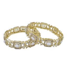 Anouk Gold Toned Set of 2 Gold Plated Kundan Studded Bangles image 2