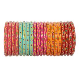 NMII Set Of 20 Zircon Gemstone-Studded & Printed Glossy Bangles image 3
