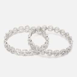 ZENEME Set Of 2 Rhodium-Plated AD-Studded Bangles image 3
