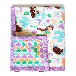 Silverlinen Purple & Green Cartoon Characters AC Room 110 GSM Cotton Single Bed Blanket-image-73