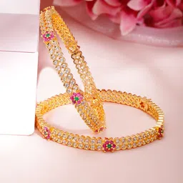 Rubans Set Of 2 Gold-Plated Cubic Zirconia Bangles-image-25
