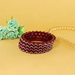 ZULKA Set Of 8 Zircon Diamond Stone-Studded Zig-Zag Antique Bangles-12