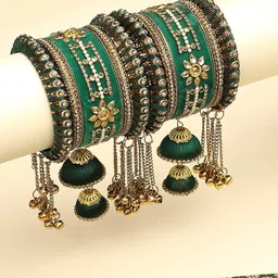 OOMPH Set Of 10 Kundan-Studded Bangles-0