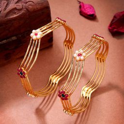 NVR Set Of 2 Gold-Plated Stone-Studded Bangles-image-11