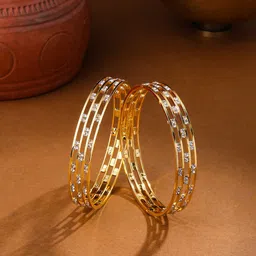 NVR Set of 2 Gold-Plated CZ-Studded Bangles image 2