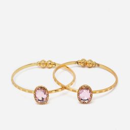 Anouk Pink Set Of 2 Gold-Plated Cubic Zirconia Studded Bangles-20