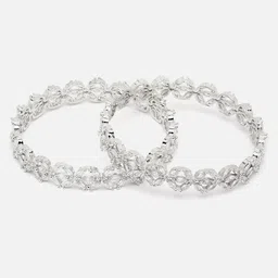 Aazeen Set Of 2 Rhodium-Plated AD Studded Bangles-7
