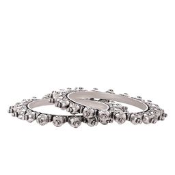 Rubans Set Of 2 Silver-Plated Artisan-Crafted Oxidized Bangles image 2