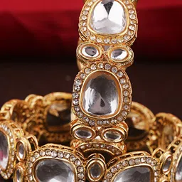 Shining Diva Set Of 2 Gold Plated Crystals Studded Bangles-26