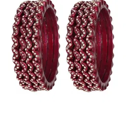 ZULKA Set Of 8 Zircon Diamond Stone-Studded Zig-Zag Antique Bangles image 2