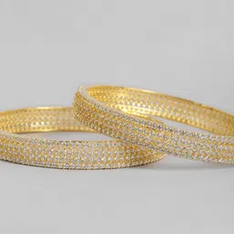 Peora Set Of 2 Gold-Plated Cubic Zirconia Studded Ethnic Bangles image 5
