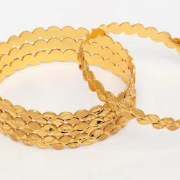 NVR Set of 4 Gold-Plated Leaf Shaped Traditional Bangles image 3