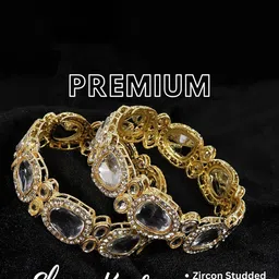 NMII Set Of 2 Kundan & AD-Studded Bangles image 2