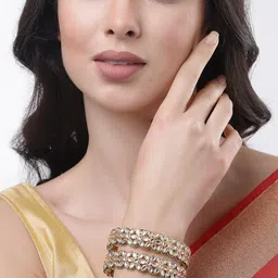 NVR Set of 2 Gold-Plated Kundan-studded Bangles-58