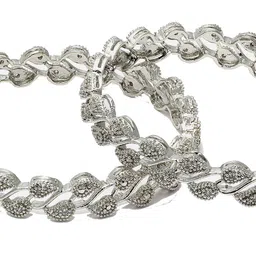 ZENEME Set Of 2 Silver-Plated American Diamond-Studded Bangles image 3