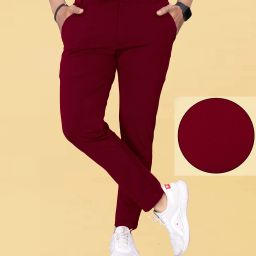 Men Regular Fit Maroon Lycra Blend Trousers-image-46