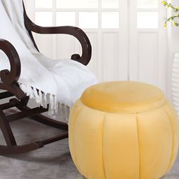 Shadowkart Yellow Wooden Round Ottoman-image-75