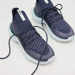 MANGO Women Blue Woven Design Sock-Fit MAIN Sports Shoes-picture-23