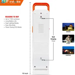 firstlike 40 Led 2 Long Tube Light with Auto On Feature Rechargeable 7 hrs Lantern Emergency Light image 4