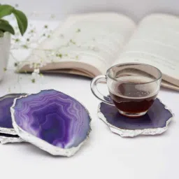 home arte Brazilian Purple Stone Set of 4 Table Coasters-picture-15